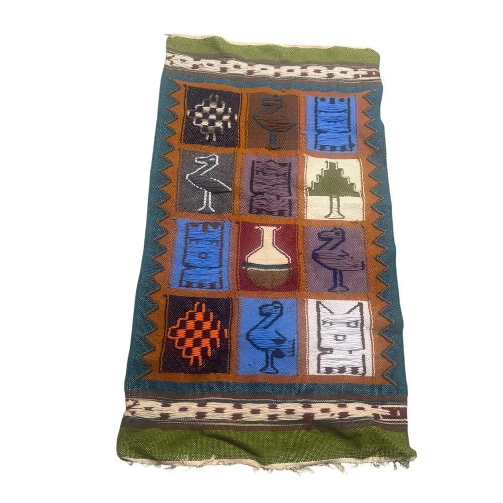 Vintage Hand Made Wall Tapestry Woolen Woven Tapestry Size 25”X46” NEW